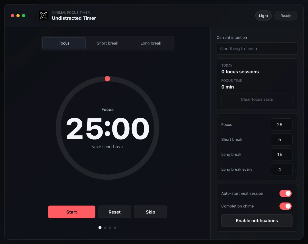 Undistracted Timer app